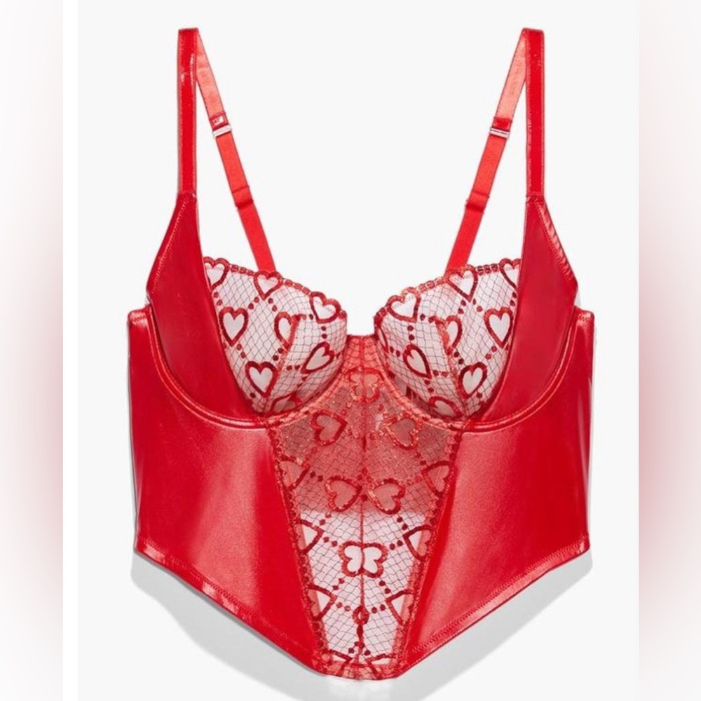 Savage X Fenty Red Glossy Flossy Bustier Lace Bralette